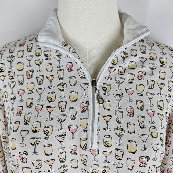 SanSoleil SolTex Lux XL Fun Wine Glass Print Protection Shirt UPF 50+ - Picture 3 of 9